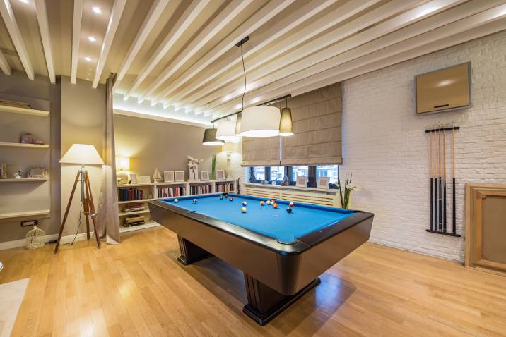 garden game room with billiards table