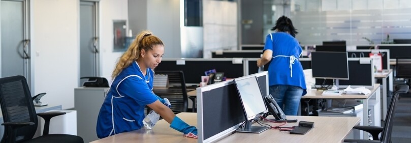 Tasker performing a Commercial Cleaning job.