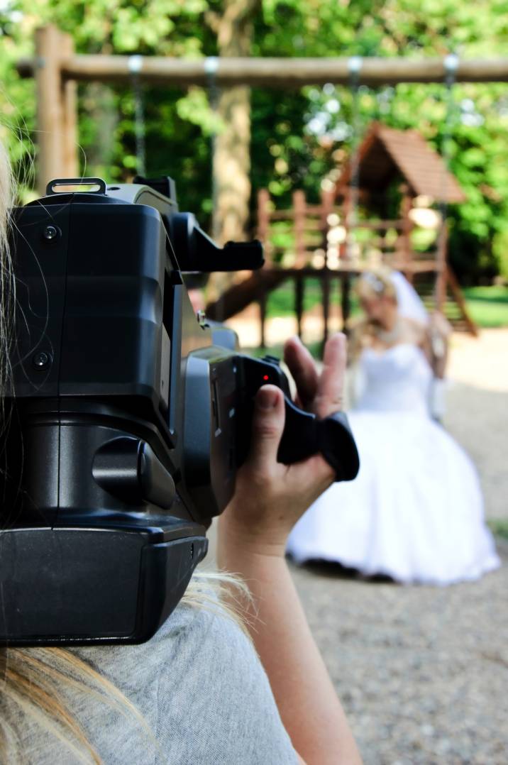 a videographer recording bridal moments