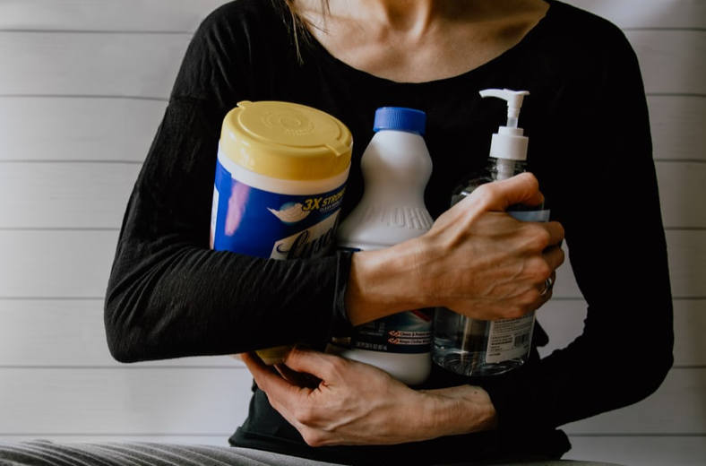 A selection of cleaning products for marker stain removal