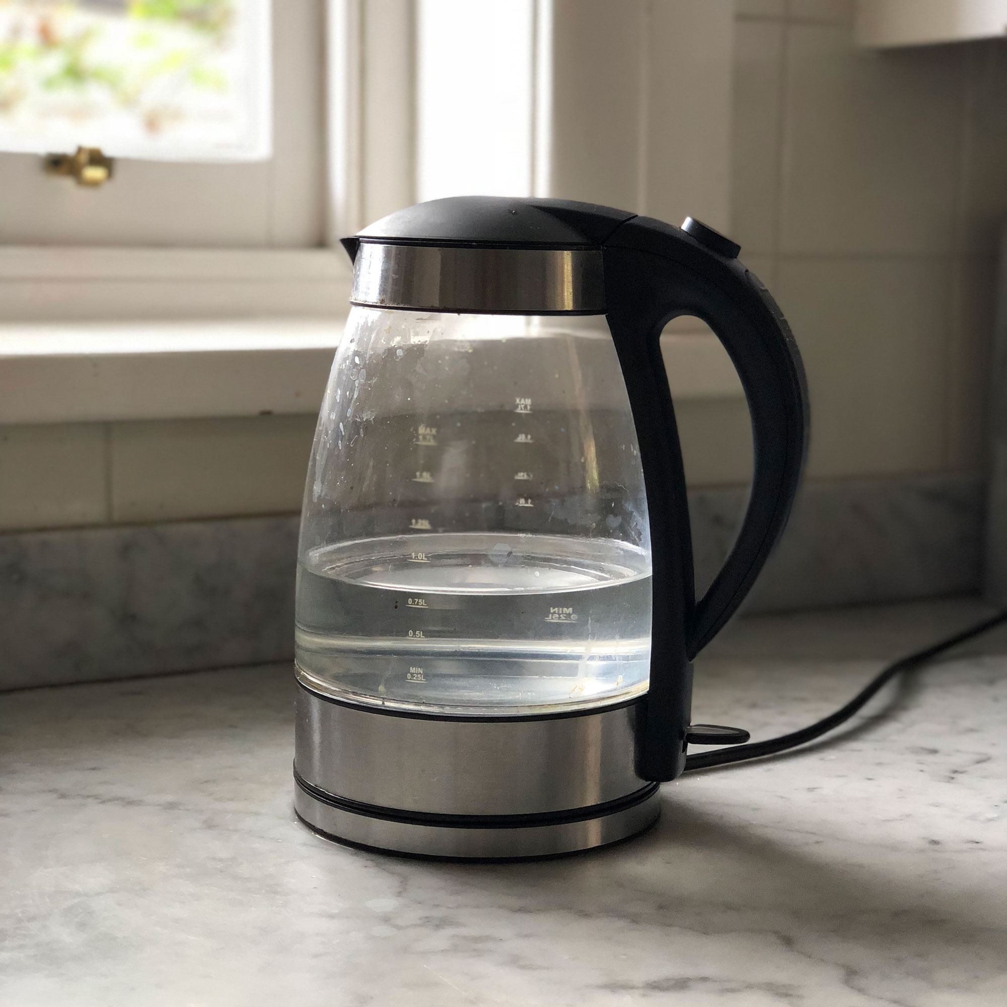 clean clear glass kettle